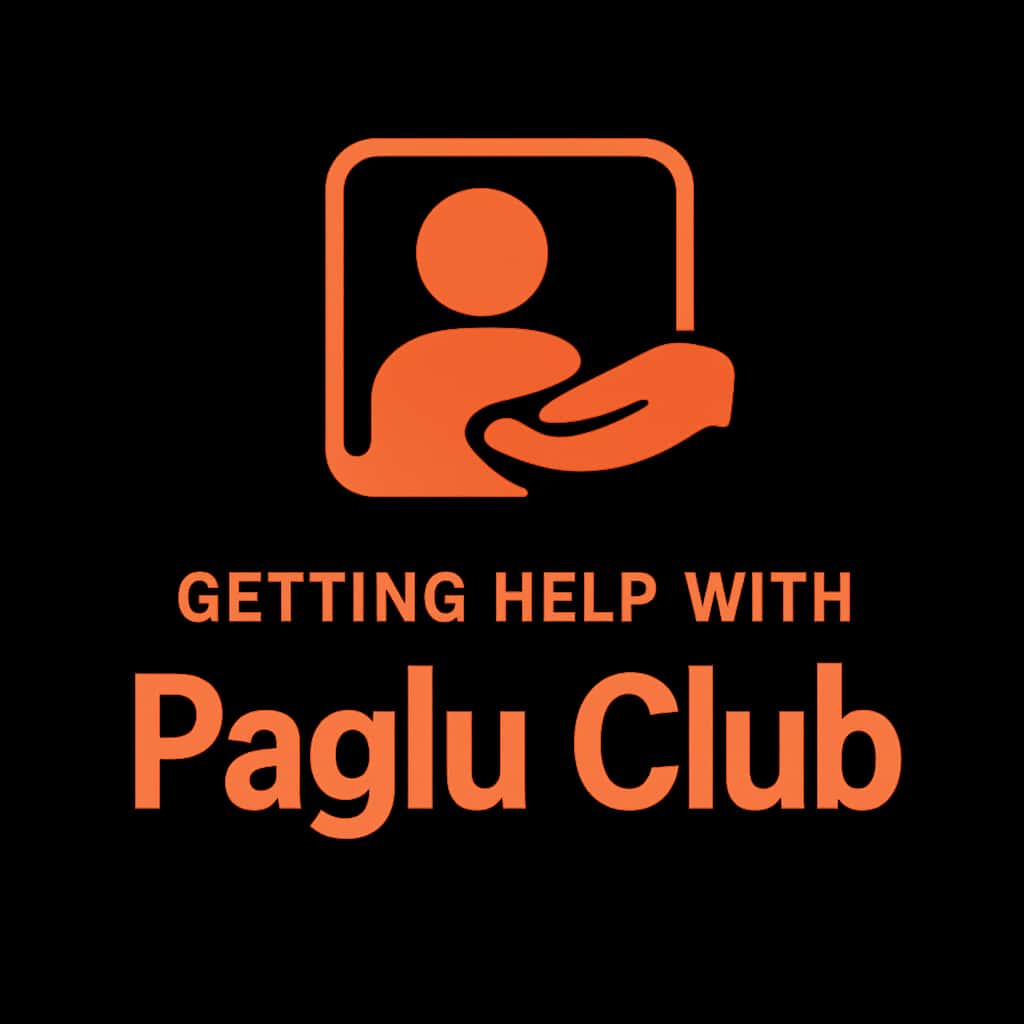 A badge representing assistance with Paglu Club services.