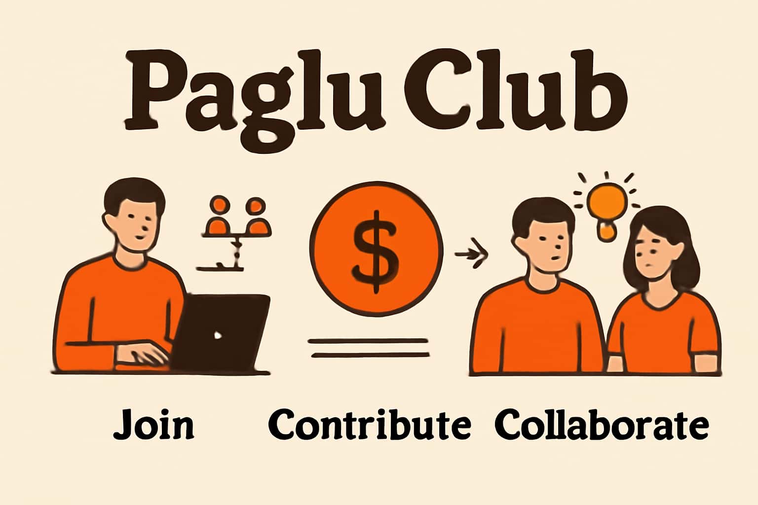 An informational scene illustrating the workings of Paglu Club.